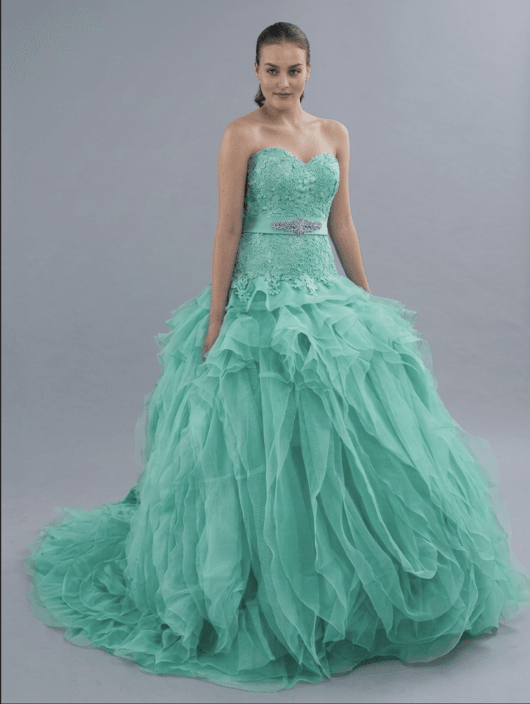 Vestido de 15 años verde agua Elena Reynoso